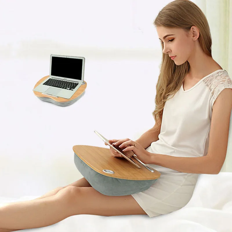 

Laptop Table Multifunction Knee Lap Desk for 14 Inch Computer Phone Flip Portable Outdoor Headrest Office Home Nap Pillow(Rainbo