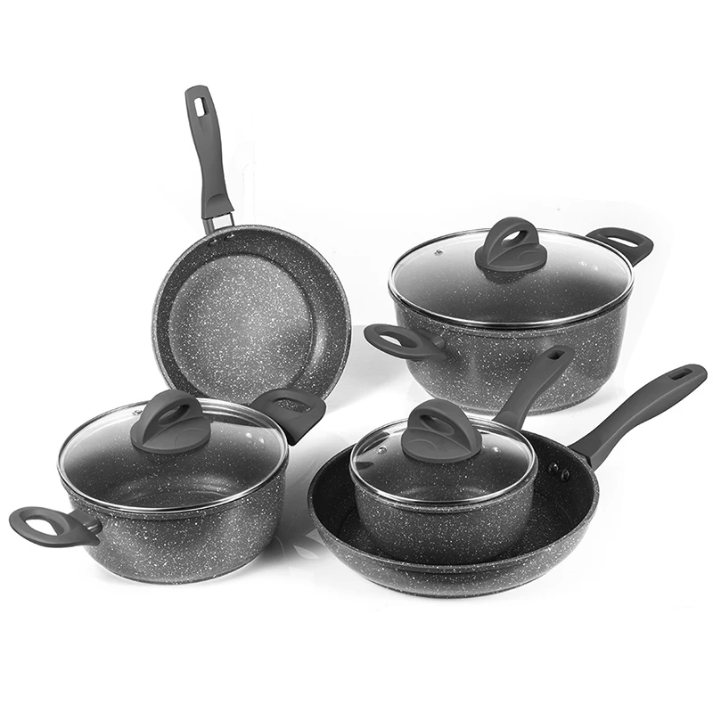 Super Value 8 Pieces Nonstick Cookware Set Pots and Frying Pan Set with Glass Lids Oven Safe Dishwasher Safe Soft Touch Handles