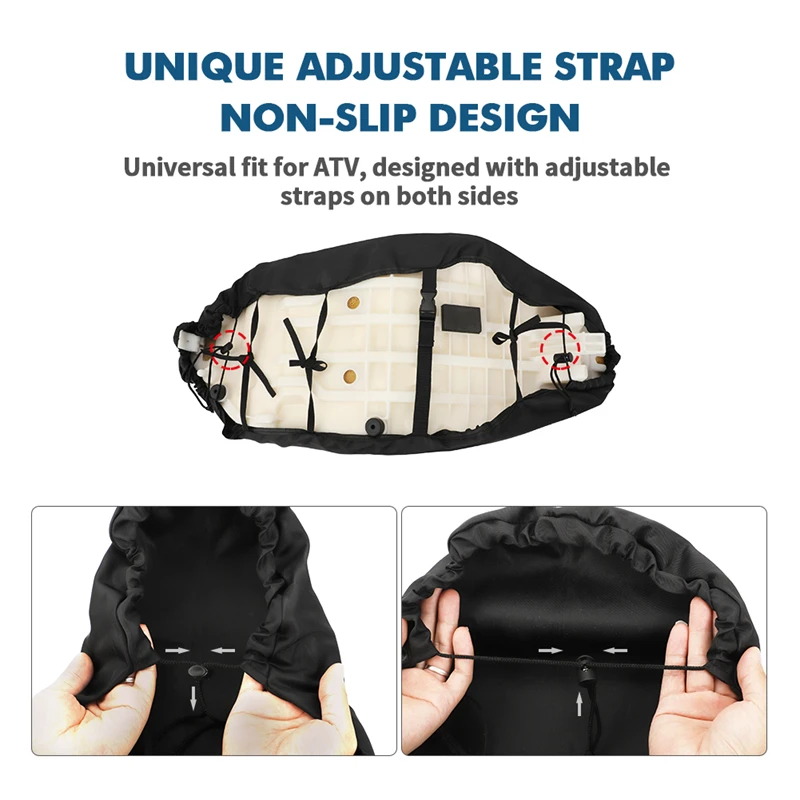 Universal ATV Seat Cover Water-Resistant Adjustable Straps for Sportsman Rancher Foreman Scrambler Kodiak Most ATV Atv Seat Cover
