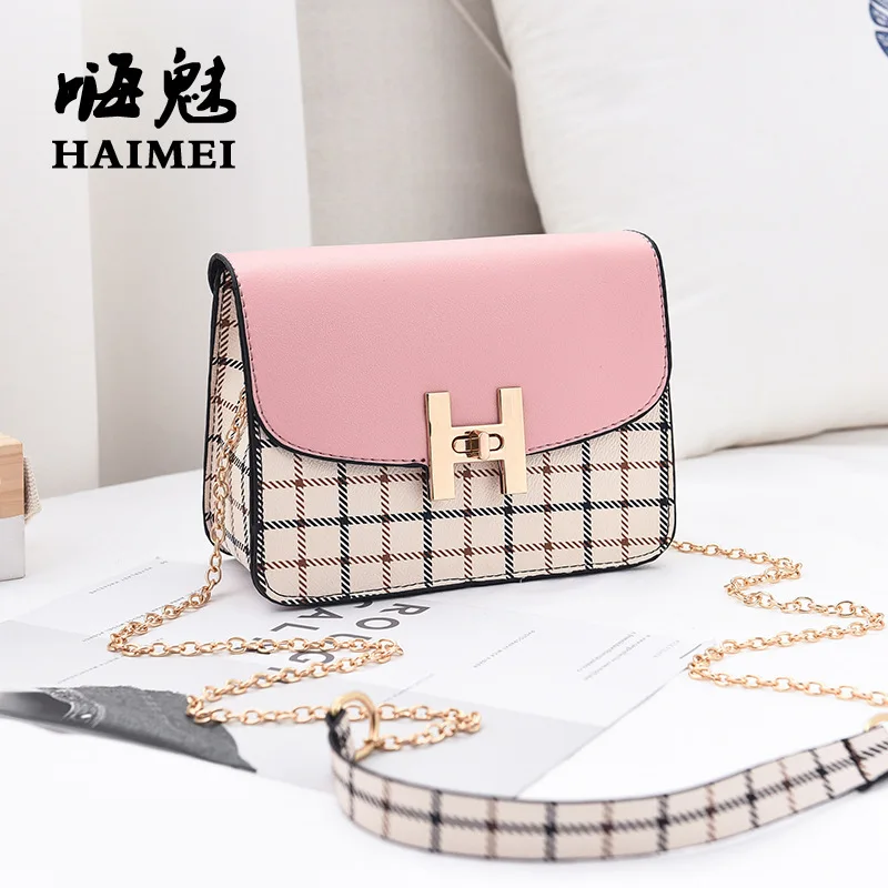 

Small Square Bag Women's 2018 New Style Fashion And Personality Simple Handbag Shoulder Bag Shoulder Lock Contrast Color Bag wit