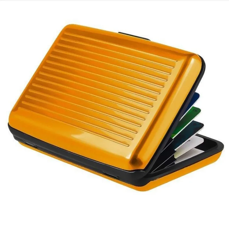 Hard Men Aluminum Bank Card Holder Blocking Hard Case Wallet Solid Credit Card Anti-RFID Scanning Protect Holder 1 Pc wallet card holder,card holder,credit card holder,credit card wallet,card wallet,wallet card bag