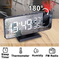 Cyfrowy budzik LED zegar elektroniczny stół do komputera zegary USB Wake Up FM Radio czas projektor dwie funkcja drzemki alarmu