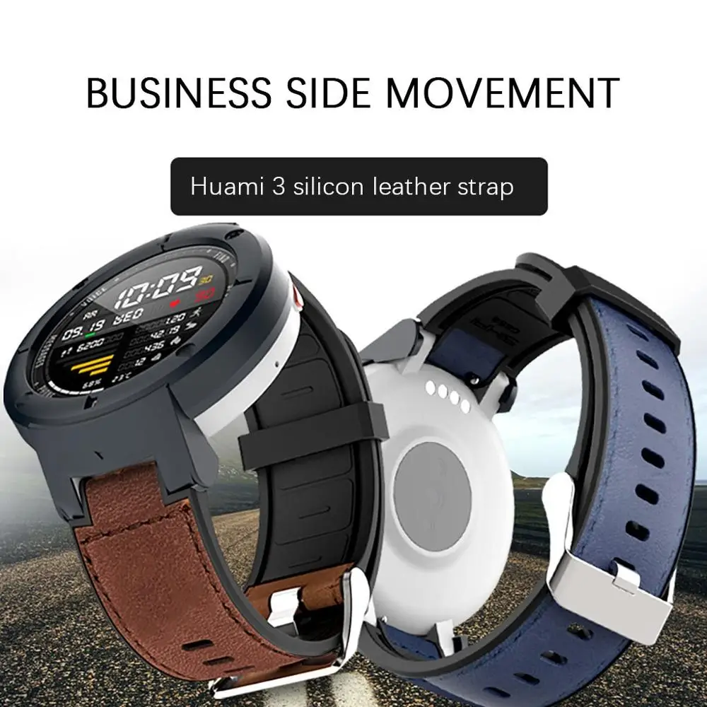 Leather + Silicone Smart Watch Band For Xiaomi Huami Amazfit Verge Bracelet Sport Wrist Straps