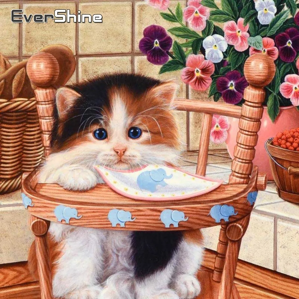 Evershine алмазная живопись полная выкладка животные кот вышивка наборы для вышивки