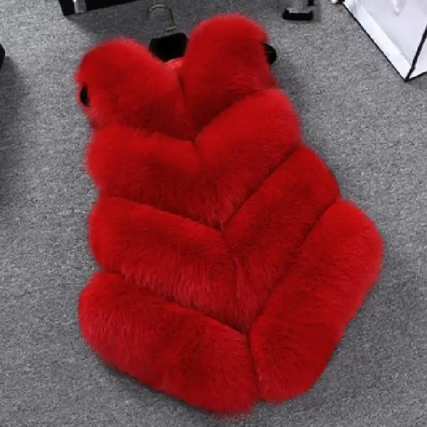 Теплое пальто из искусственного меха женский жилет тонкий без рукавов меховой жилет Повседневный женский жилет пальто для зимней одежды casaco feminino - Цвет: Красный