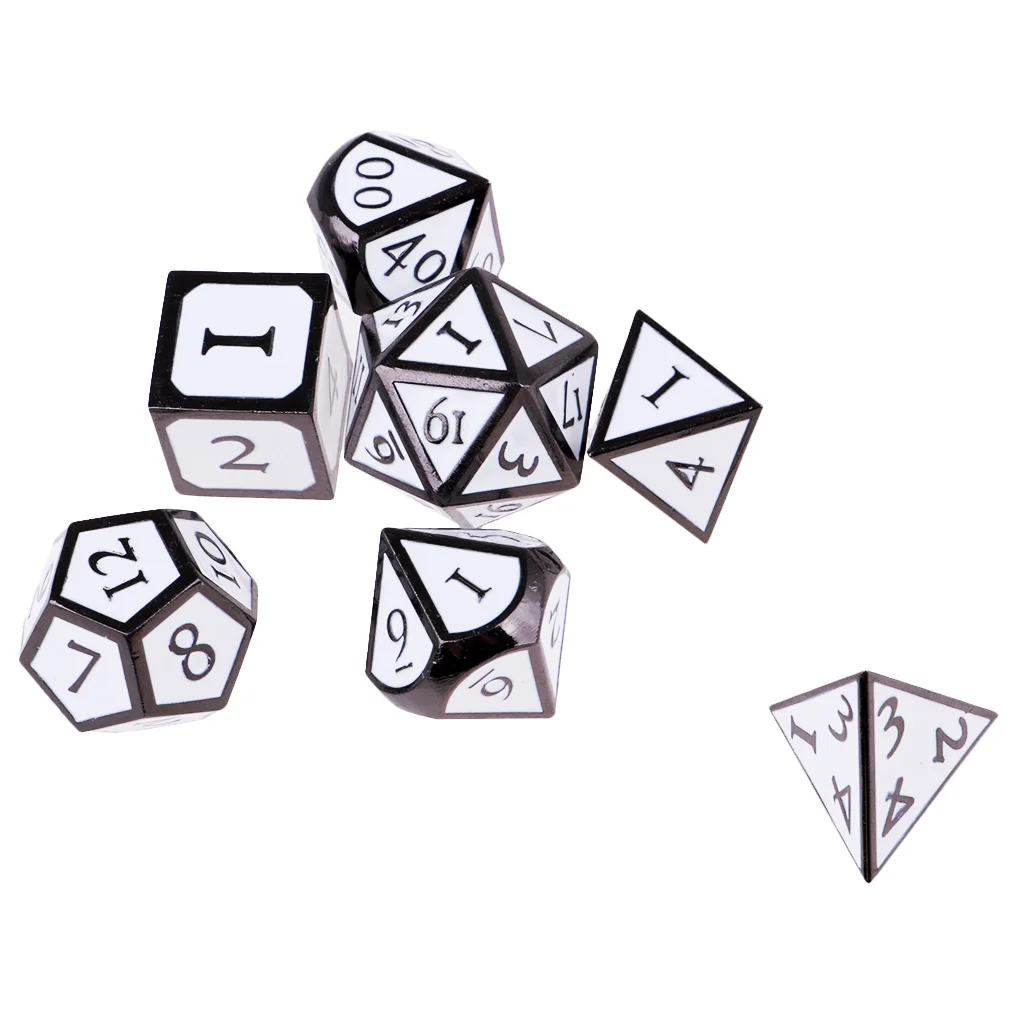 New 7-sided D \u0026 D Dice D4 D6 D8 D10 D12 D20 Board Game White