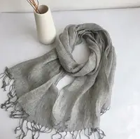 100% Linen New Spring and Autumn Unisex Scarf Echarpe Muslim Hijab Foulard Shawls Tie Dye Scarves Women/Men Sjaal Scarfs 2