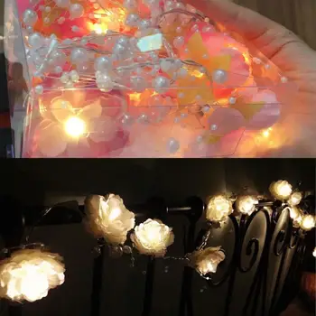 

LED Artificial Pearl Bead Light String Festival Wedding Home Decoration Romantic