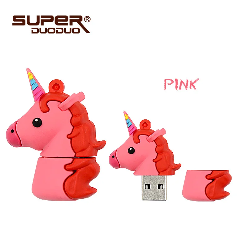 Милый флеш-накопитель USB с рисунком единорога, 8 ГБ, 16 ГБ, 32 ГБ, 64 ГБ, 128 ГБ, флеш-накопитель, usb диск, USB флеш-накопитель, лучший подарок