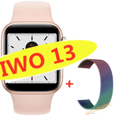 Умные часы IWO 13 1:1 series 5 44 мм PK IWO 10 11 12 для apple iPhone 11 max IOS Android phone smartwatch человек ip68 водонепроницаемый - Цвет: add Steel strap