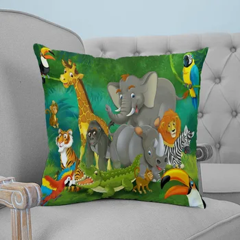 

Animal Elephant Lion Crocodile Jungle Parrot Throw Pillow Cushion Cover Car Home Decor Decoration Sofa Decorative Pillowcase