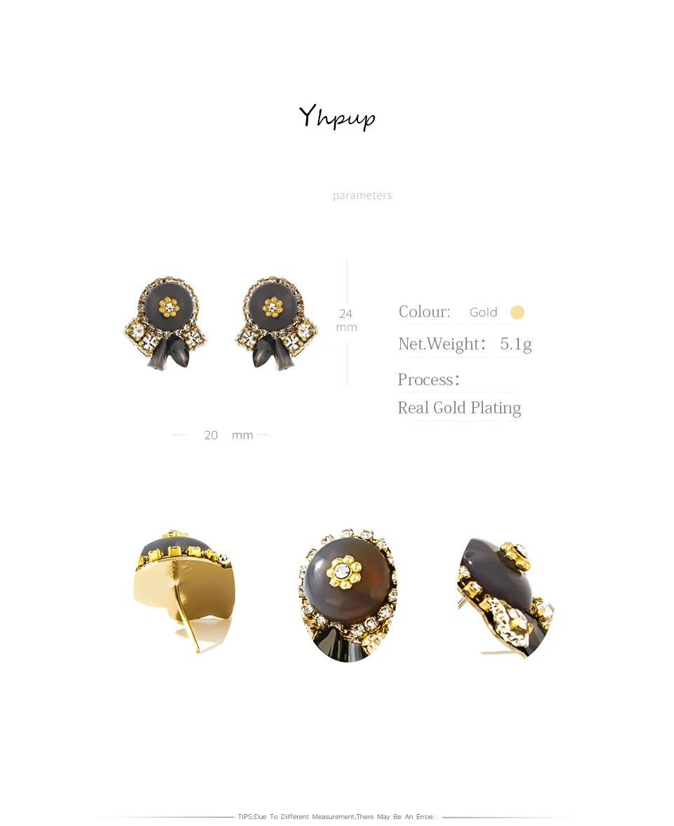 Yhpup серьги-гвоздики с натуральным камнем и стразами, супер Роскошные массивные Серьги Brincos, высокое качество, ювелирные изделия для женщин