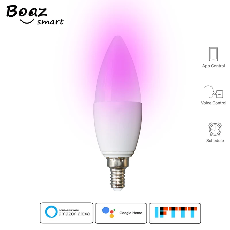 

Led smart Wifi Candle bulb 5W E12/E14 dimmable RGBCW warm white multicolor Decorative Candle Bulbs Support Amazon Echo Alexa