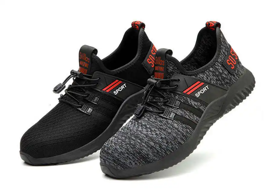 Fashionable steel toe non-slip breathable protective work shoes for men Puncture-proof safety shoes Light work boots