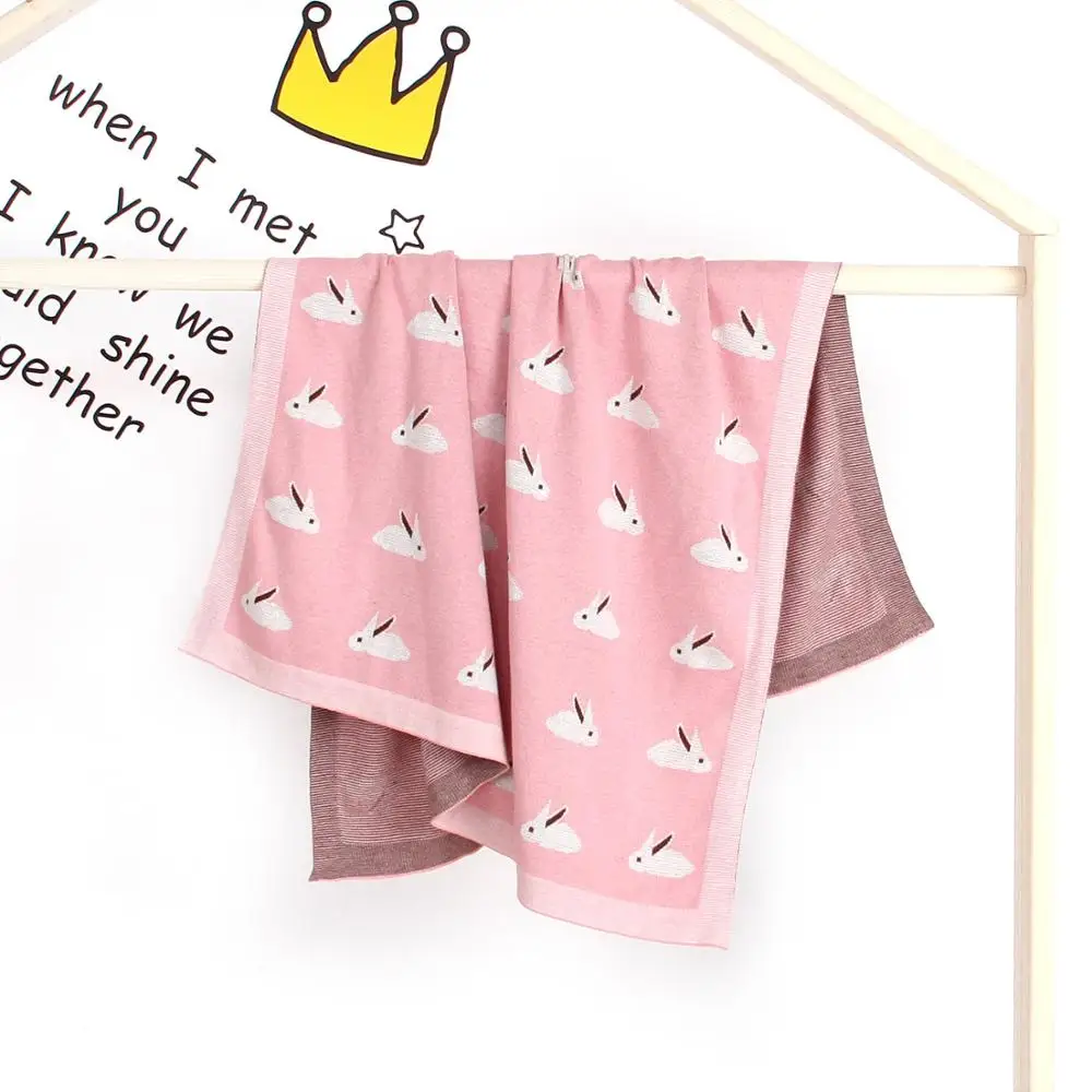 New Baby Blanket Knitted Bunny Blanket Baby Windshield Cover By Nap Air Conditioner Blanket 100*80CM - Цвет: Белый