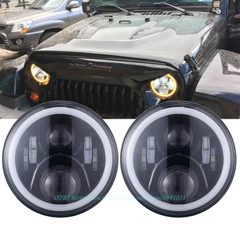 

OTBS For UAZ 4x4 Jungle Lada 4x4 urban Niva 7" black LED H4 headlight motor lamps headlamp for Jeep JK TJ LJ Land Rover Defender