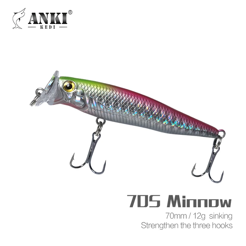 ANKI KEDI Sinking 12G /70mm Large Flat Mouth With A Metal Steel Ball Inside The Lure Of Sharp Vibration Tail Three Hook | Спорт и