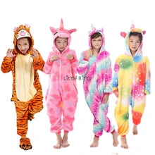 Зимняя пижама для девочек с радужным единорогом; детская пижама с вышивкой; одежда для сна с рисунком панды и животных для мальчиков; Oneise Unicornio