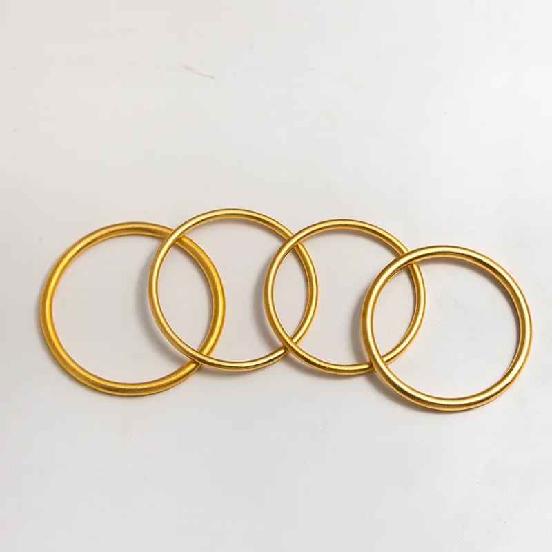 Fashion Metal Matt Surface Gold Plated Simulation Round Imitate Gold Jewelry Bangle Bracelet