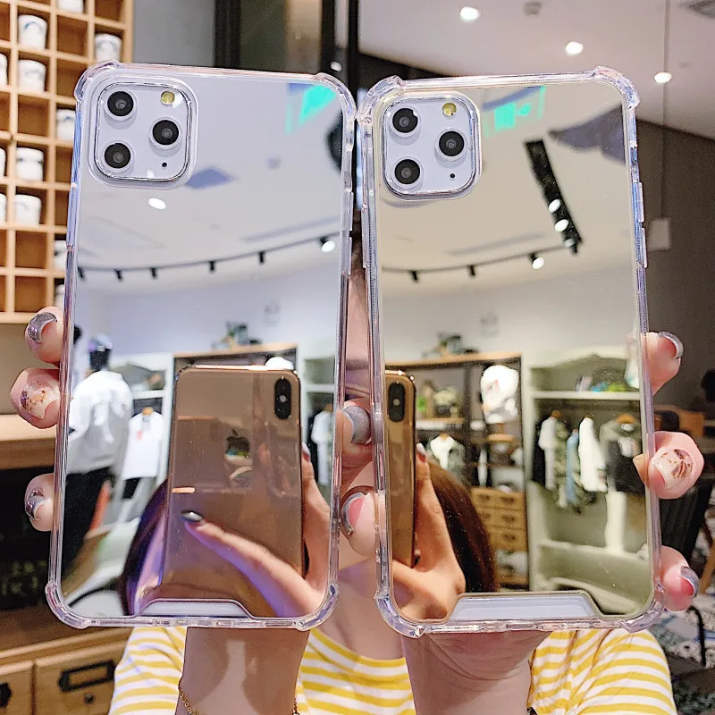 

Luxury Clear Makeup Mirror Cover For iphone 11 Pro XS MAX XR X XS 6 6S 7 8 Plus 12 SE2020 Soft Silicone For iphone 12ProMax Case