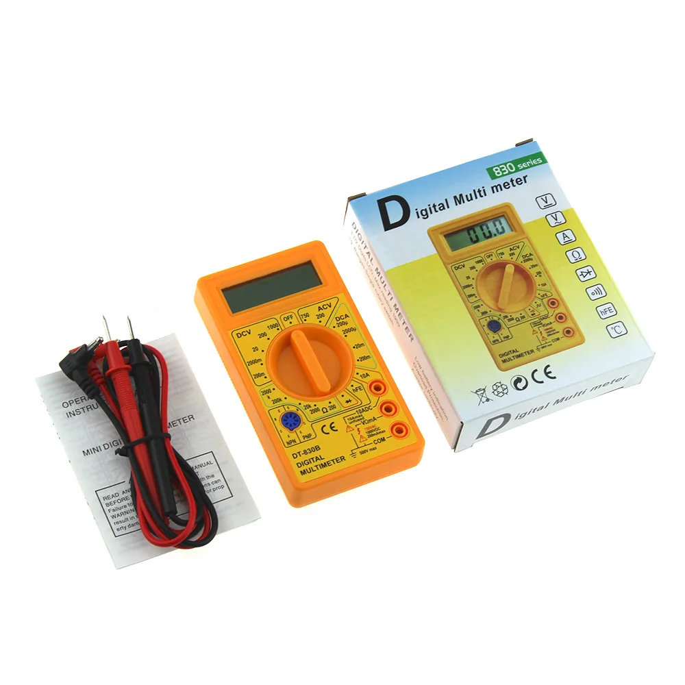

DT830B yellow voltmeter ohmmeter ammeter multimeter handheld tester DT830B AC DC home tester electrician multimeter