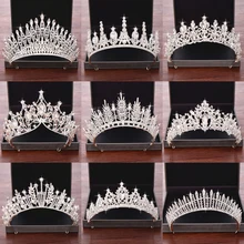 Свадебные аксессуары для волос, Свадебные короны и диадемы, Серебряные Кристаллы, стразы, свадебная корона, свадебная диадема, диадема, украшение