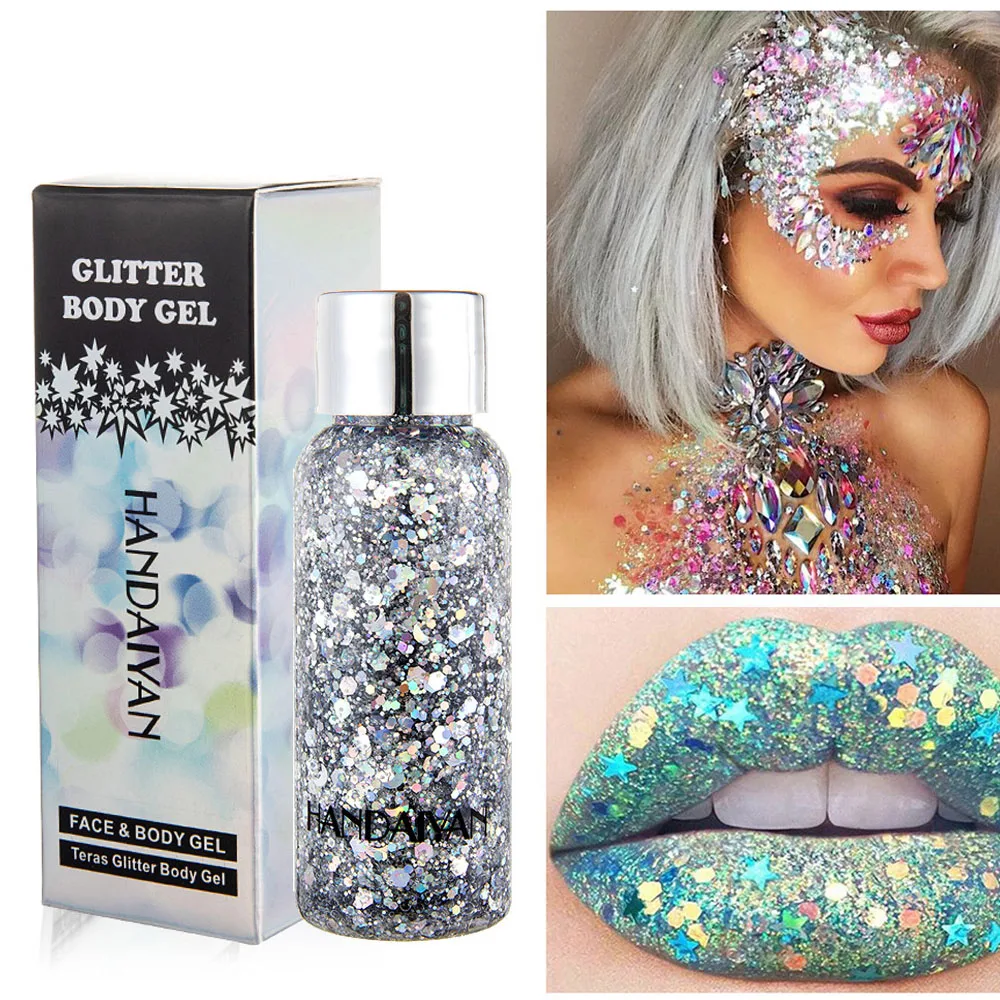 Face Body Glitter Paste Cream Sequins Shimmer Diamond Eye Skin Highlighter Face Body Glitter Festival Makeup