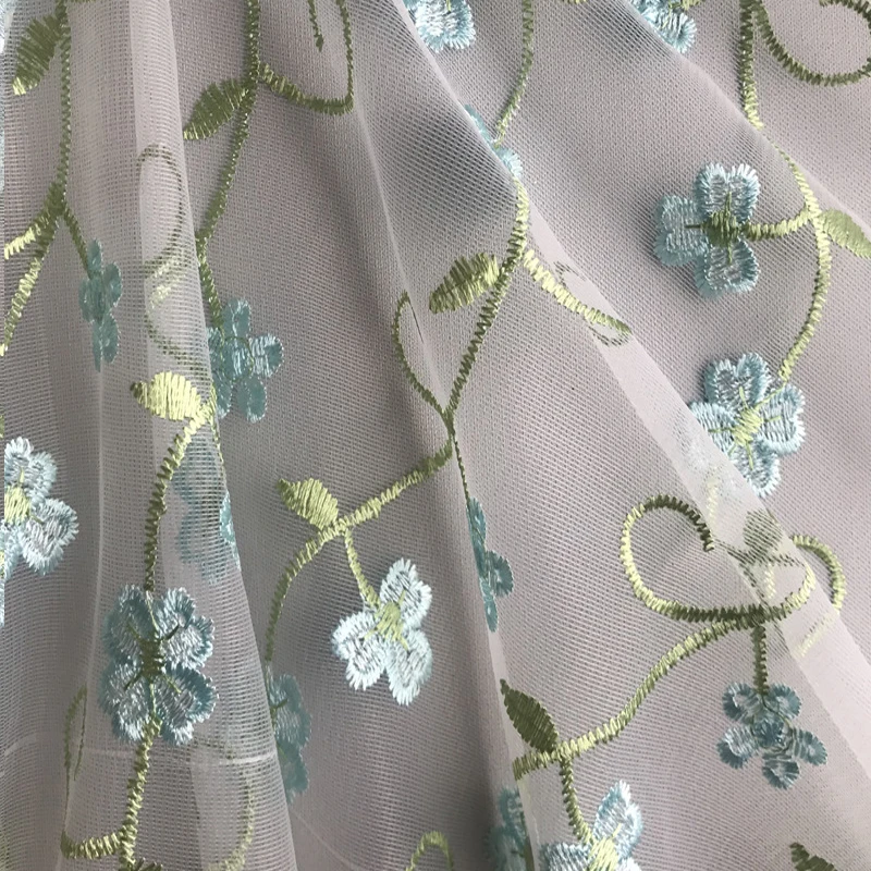 126 см X1Y/шт кружевная вышивка 7 цветов Цветочная ткань для платья ручной работы Свадебная вечеринка Тюль сценическая одежда для кровати подкладка Декор ткань - Цвет: green