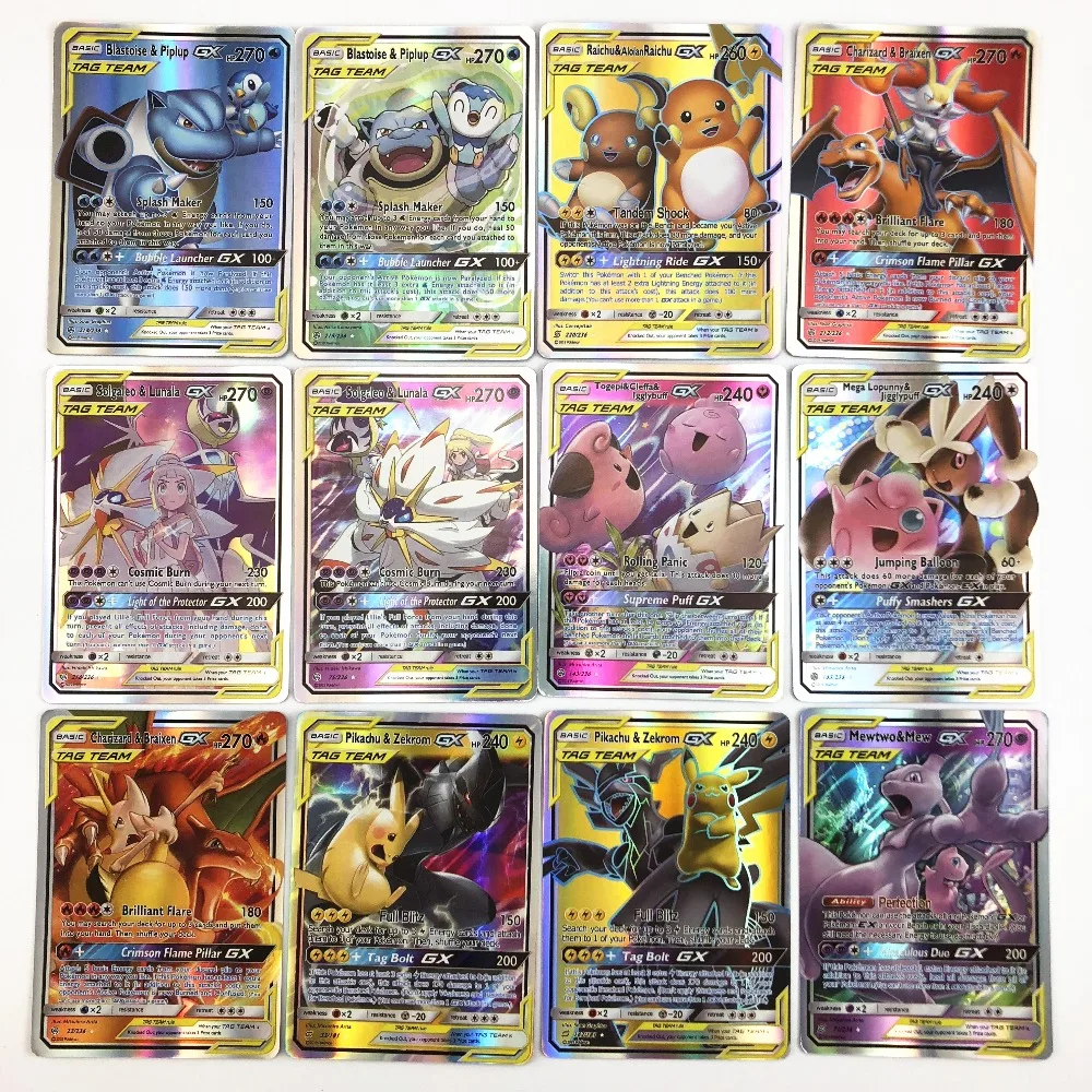60 шт./лот, новые карты Pokemones, все метки, командные карты GX, мега игры, битва, торговые карты для детей