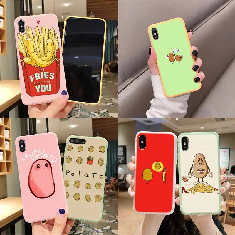 Food cute brown potato Trolley Suitcase Texture Smart Phone Case For IPhone 11 Pro Max X XR XS MAX 8 7 6S Plus Baseus SE 2020 | Мобильные