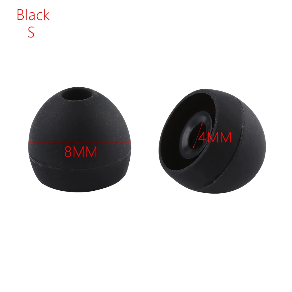 2 пары универсальных силиконовых многоцветных сменных наушников-вкладышей, резиновые накладки для ушей, крышка 4 мм, аксессуары для наушников - Цвет: Black S