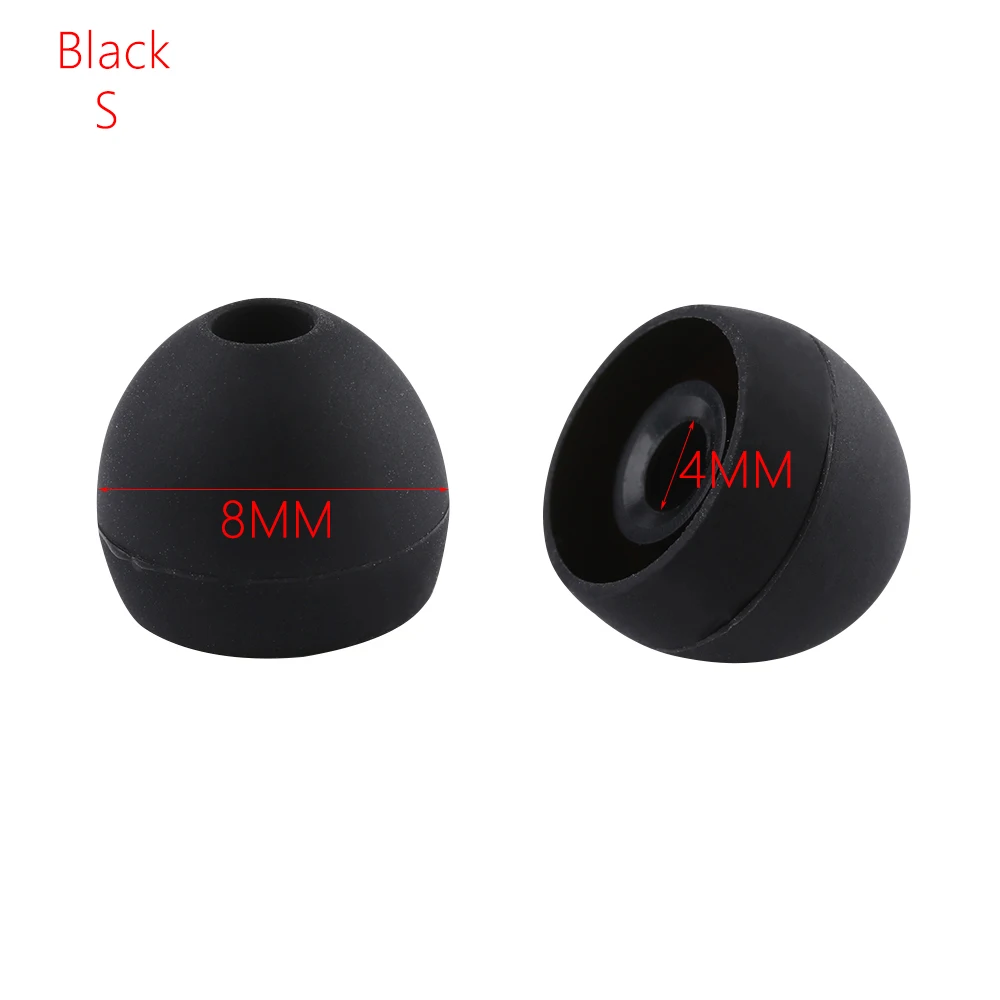 Black S 2 пары универсальных силиконовых многоцветных сменных наушников-вкладышей, резиновые накладки для ушей, крышка 4 мм, аксессуары для наушников - Цвет: Black S
