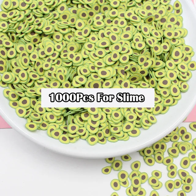 1000 шт слайм Fimo Poker ломтики наполнитель для слизи Фрукты Fimo дополнение талисманы для Diy Lizun аксессуары глиняные принадлежности игрушки для дизайна ногтей - Цвет: Avocado Slices