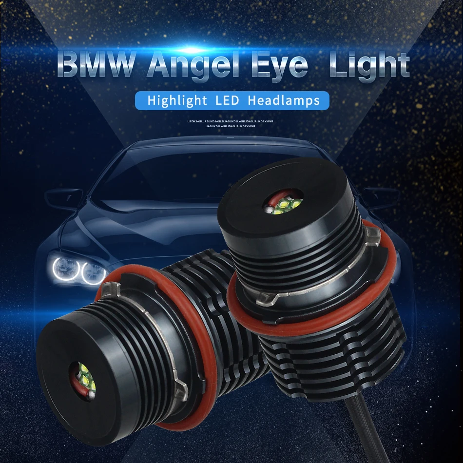 

2pcs 80W LED Angel Eyes Car LED Halo Ring Marker Bulbs Light 6500K-7500K White Error Free Fit for BMW E39 E60 Cars Vehicles