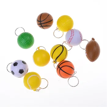 

Fashion Sports Item Car Key Chains Jewelry Gift For Children Football Basketball Baseball Table Tennis PU Keychain Toys