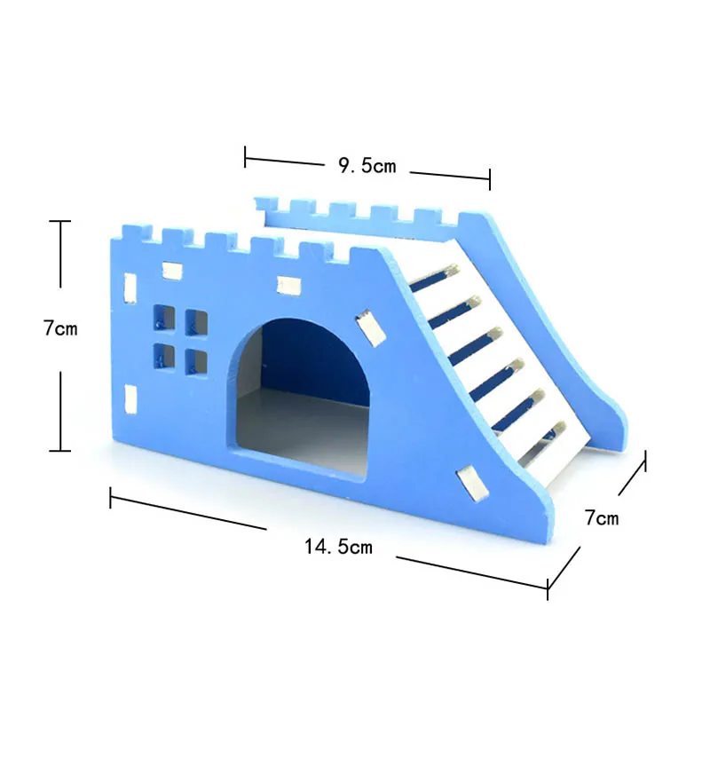 Лестница 1 шт. смотровая колода домик для домашних животных деревянные товары для домашних животных замок для питомца Ежик игрушка хомяк гнездо хомяк дом - Цвет: Синий