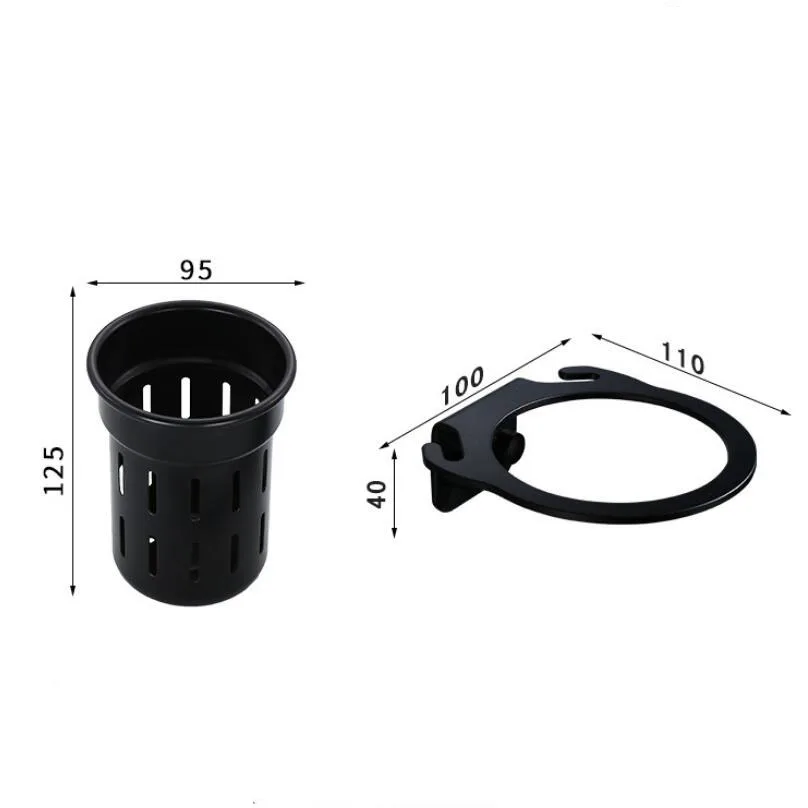 Description Picture 5 of itemSpace Aluminum Matt Black Toilet Brush Holder Matt Black Drain Cup Set Hotel / Home Bathroom Toilet Brush Hardware Pendant