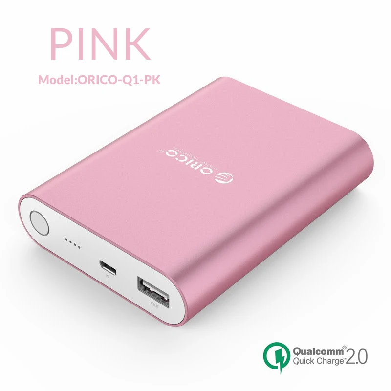 Pink Q1-PK ORICO Q1 портативный внешний аккумулятор 10400 мАч банк питания QC 2,0 быстрое зарядное устройство для samsung Xiaomi huawei - Цвет: Pink Q1-PK