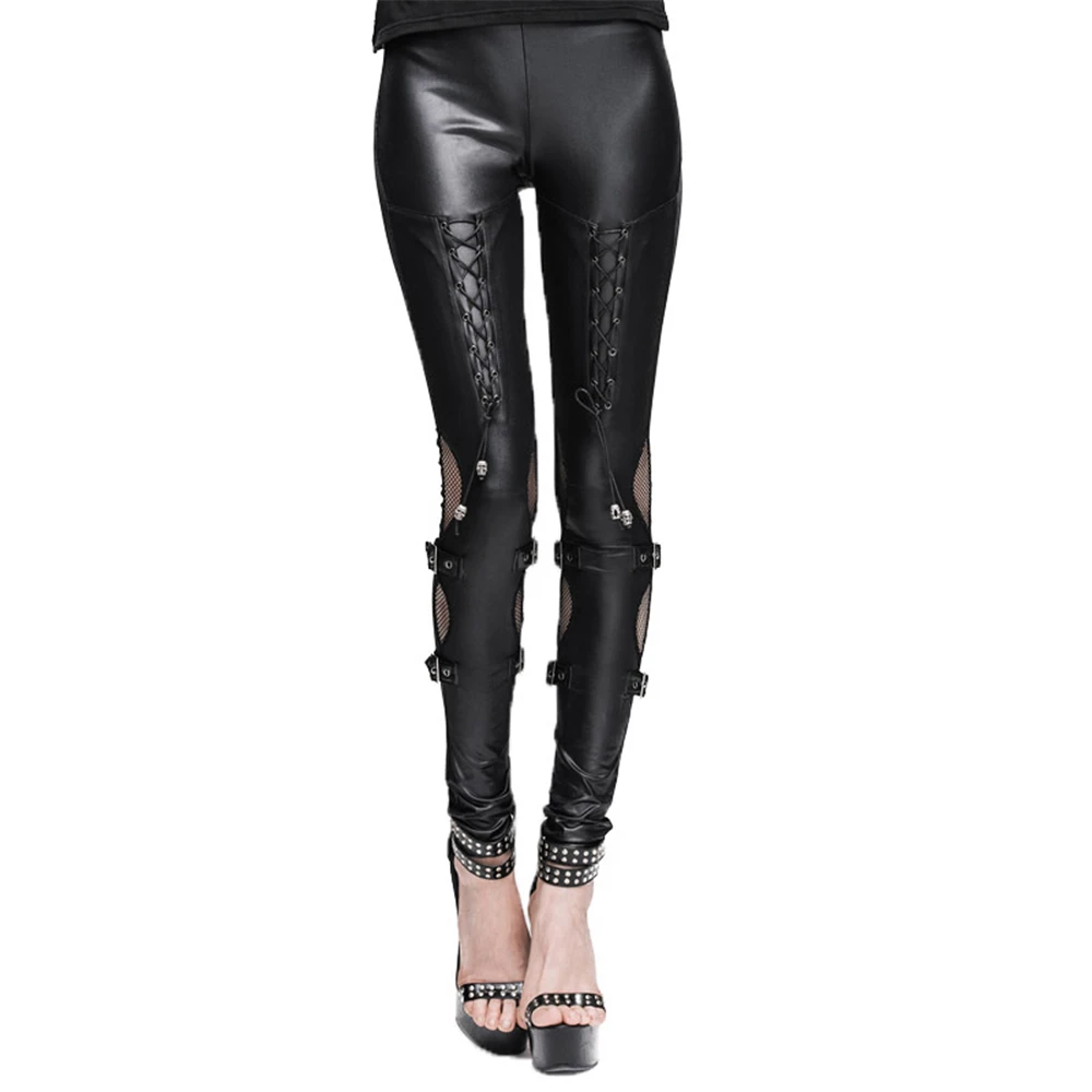 Diavolo di Modo Delle Donne DELL'UNITÀ di elaborazione Pantaloni di Pelle  Della Maglia di Modo Del Merletto di Cucitura Dei Pantaloni del Foro Punk  Streetwear Pantaloni Partito|Pants \u0026 Capris| - AliExpress