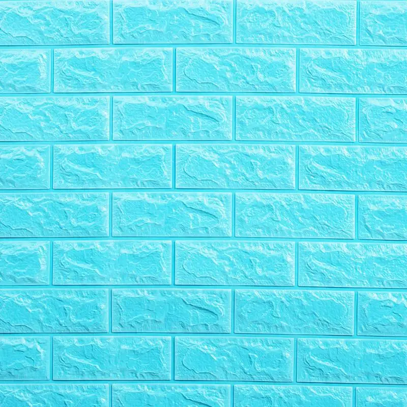 Синий 3D наклейки на стену, кирпичный Декор для спальни, водонепроницаемые самоклеящиеся обои для гостиной у телевизора на кухне, декорация для фона 70x77 см - Цвет: Синий