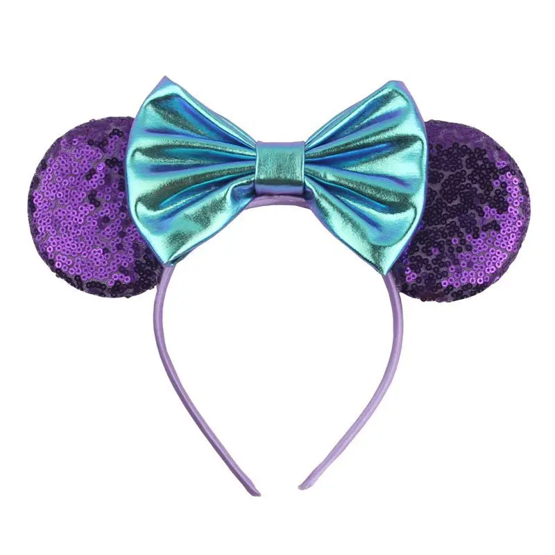 Новые блестящие уши Минни-Маус оголовье для девочек " металлические банты для волос праздничный обруч Детские волосы для девочек Аксессуары - Цвет: headband 1