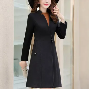 

new Long Autumn Winter Coat Women Wool Blends Coats Female Jacket Winter Woman Coat Warm Windbreaker Abrigos Mujer Wool Women