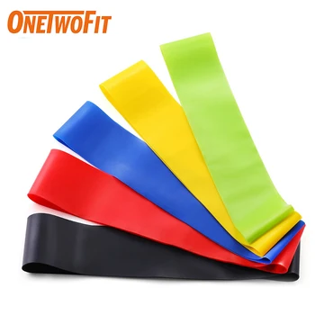 

ONETWOFIT Yoga Strap Stretching 5 pcs/lot Resistance Bands Set High Elastic Rubber Yoga Exercise Accessories Pilates Fitness Gym