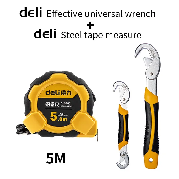 5m and Wrench Xiaomi DELI инструмент стальная лента мера 5 м/10 м Размер маленький портативный Рисование картографирование измерения расчетный гаечный ключ Набор - Цвет: 5m and Wrench