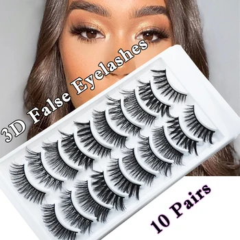 

New 10 Pairs 3D Mink False Eyelashes Natural Thick Soft Fake Eye Lashes Handmade Cruelty-Free Makeup Eyelashes Extension Lashes
