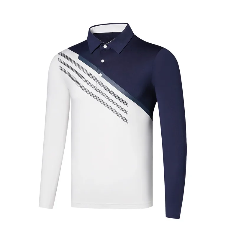 Z Мужская Повседневная футболка с длинным рукавом для гольфа мягкая теплая дышащая одежда для гольфа S-XXL одежда для гольфа - Цвет: Синий