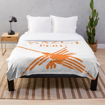 

Soft Blanket for Bed Sherpa Flannel Fleece Blanket Home Travel Sofa Soft Throw Blanket Nazca Lines Peru Hummingbird With Curved