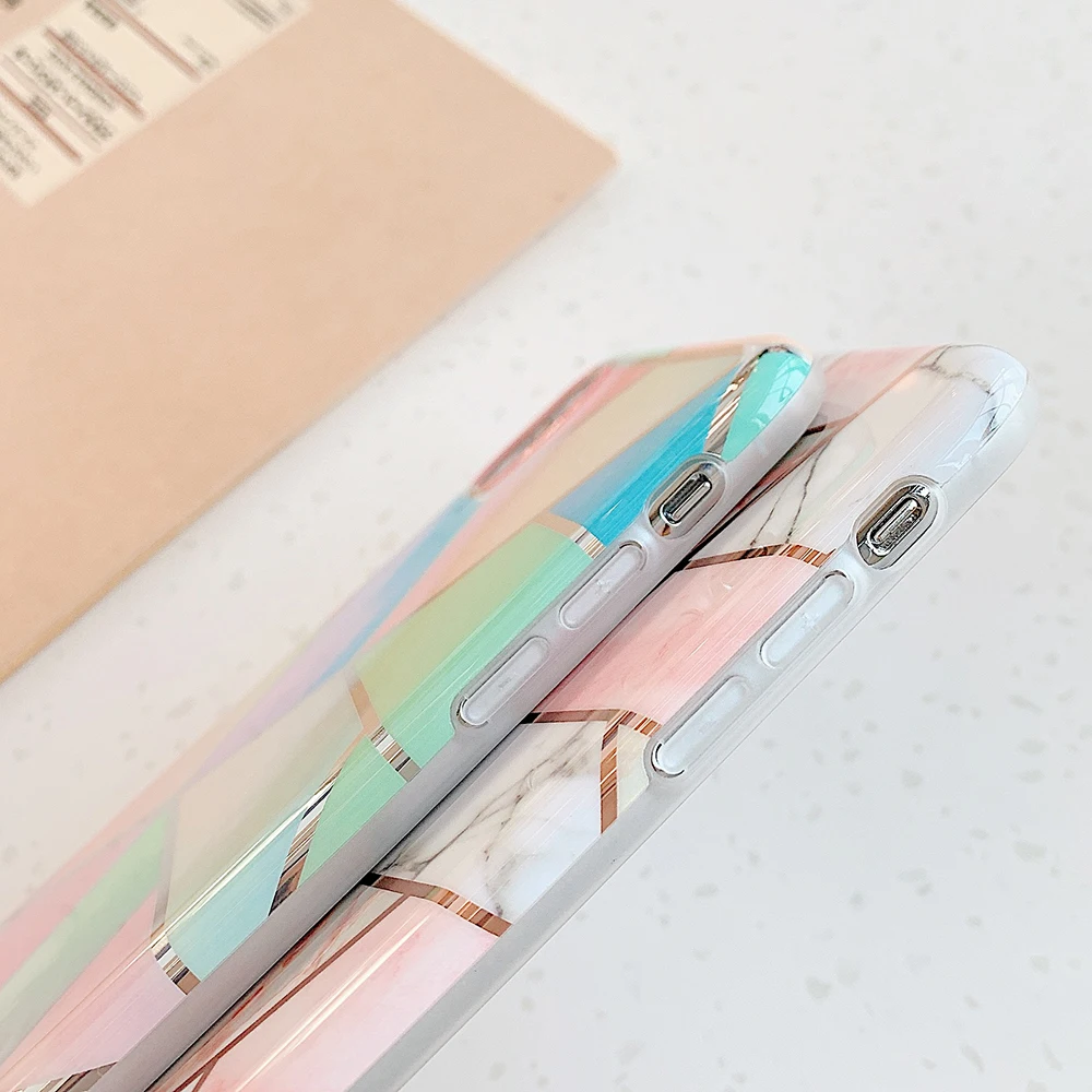 Чехол для телефона с геометрическим мрамором iPhone 11 Pro Max XR XS X 7 8 6S Plus мягкий чехол IMD