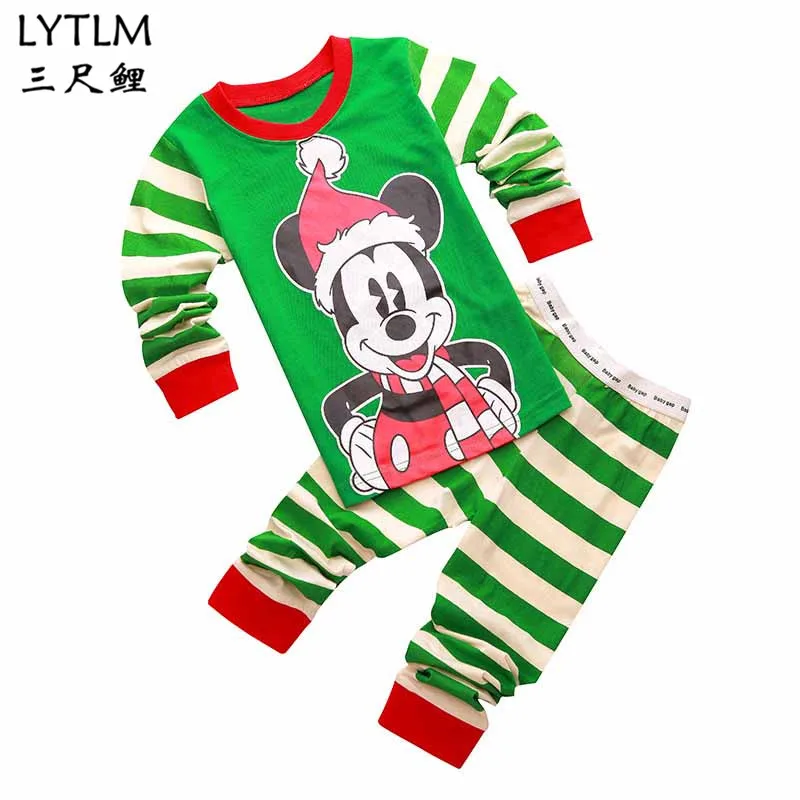 LYTLM/Одежда для маленьких детей летний комплект из 2 предметов для мальчиков, Рождественский топ и штаны, детский спортивный костюм для девочек, одежда с Микки для мальчиков - Цвет: 058