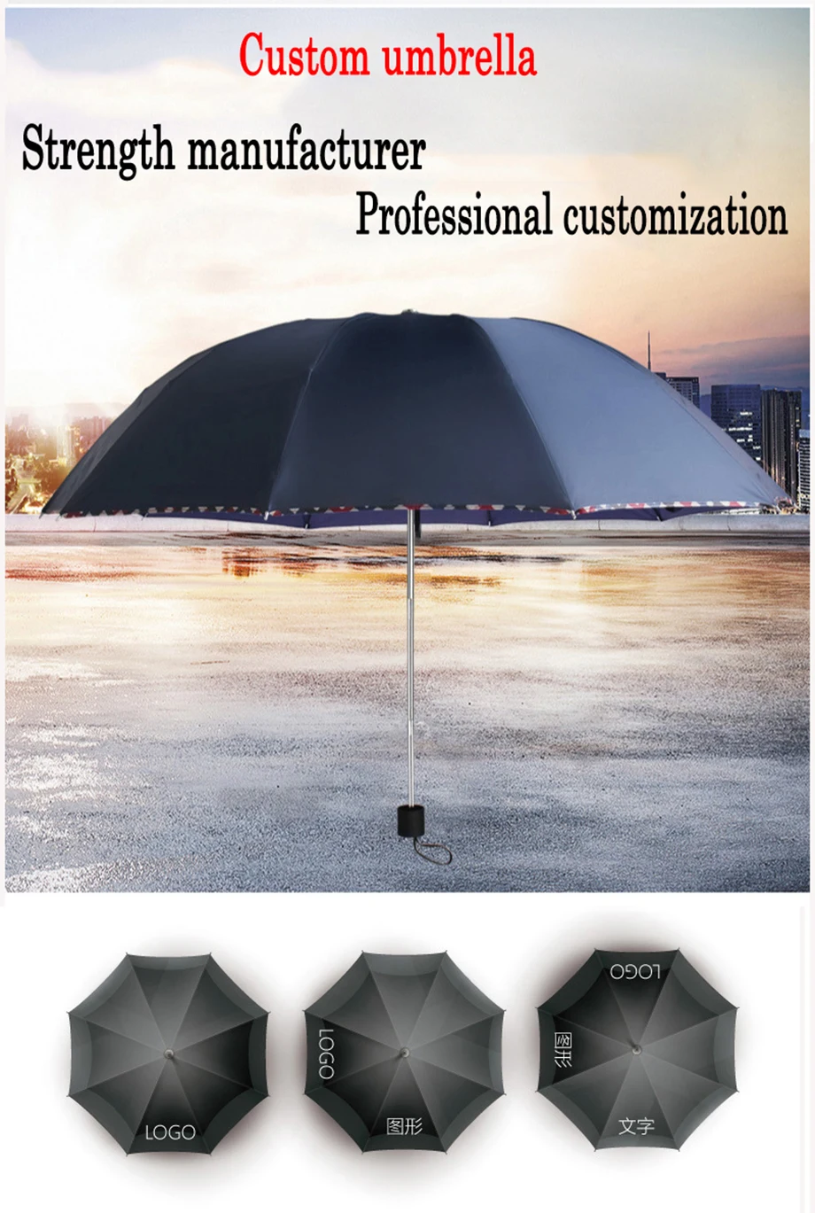 Fashion Business Men's Automatic Umbrella Women's Sunscreen 3 Folding Windproof Umbrella Men's Travel Portable Car Umbrella